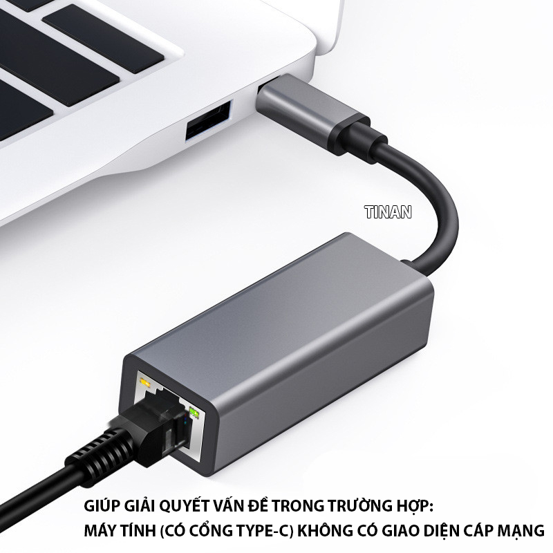[1000Mbps] Bộ Chuyển Đổi TypeC Sang Cổng Mạng Lan Ethernet Cho Macbook
