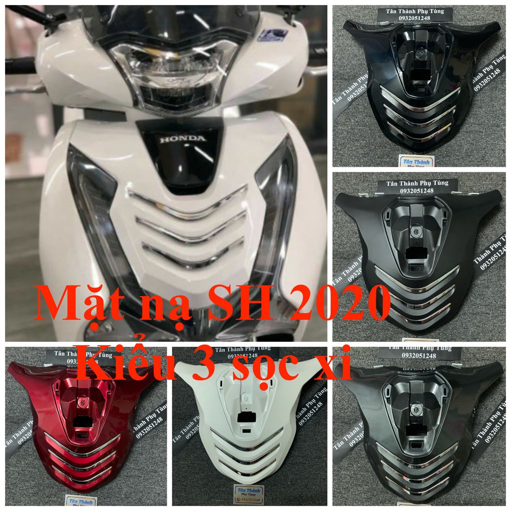 Mặt nạ SH 2020 kiểu 3 Sọc Xi Đen bóng