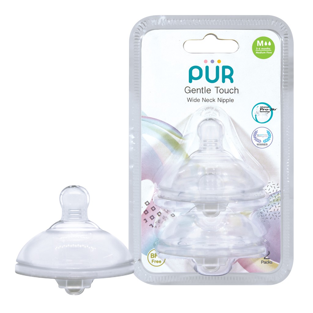 Vỉ 2 núm ti cho bình cổ rộng Pur Advanced Plus