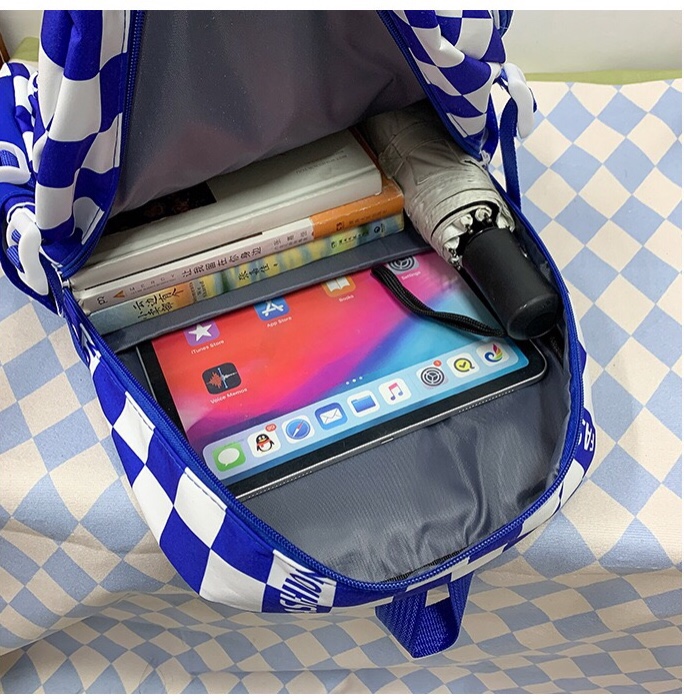 Balo ulzzang kẻ caro đi học học sinh sinh viên Hàn Quốc cao cấp chống nước Lemone BL292