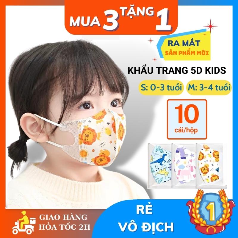 Set 40 cái khẩu trang y tế trẻ em 5D in hình họa tiết cho bé từ 0 - 2 tuổi  3 - 5 tuổi 5-8 tuổi