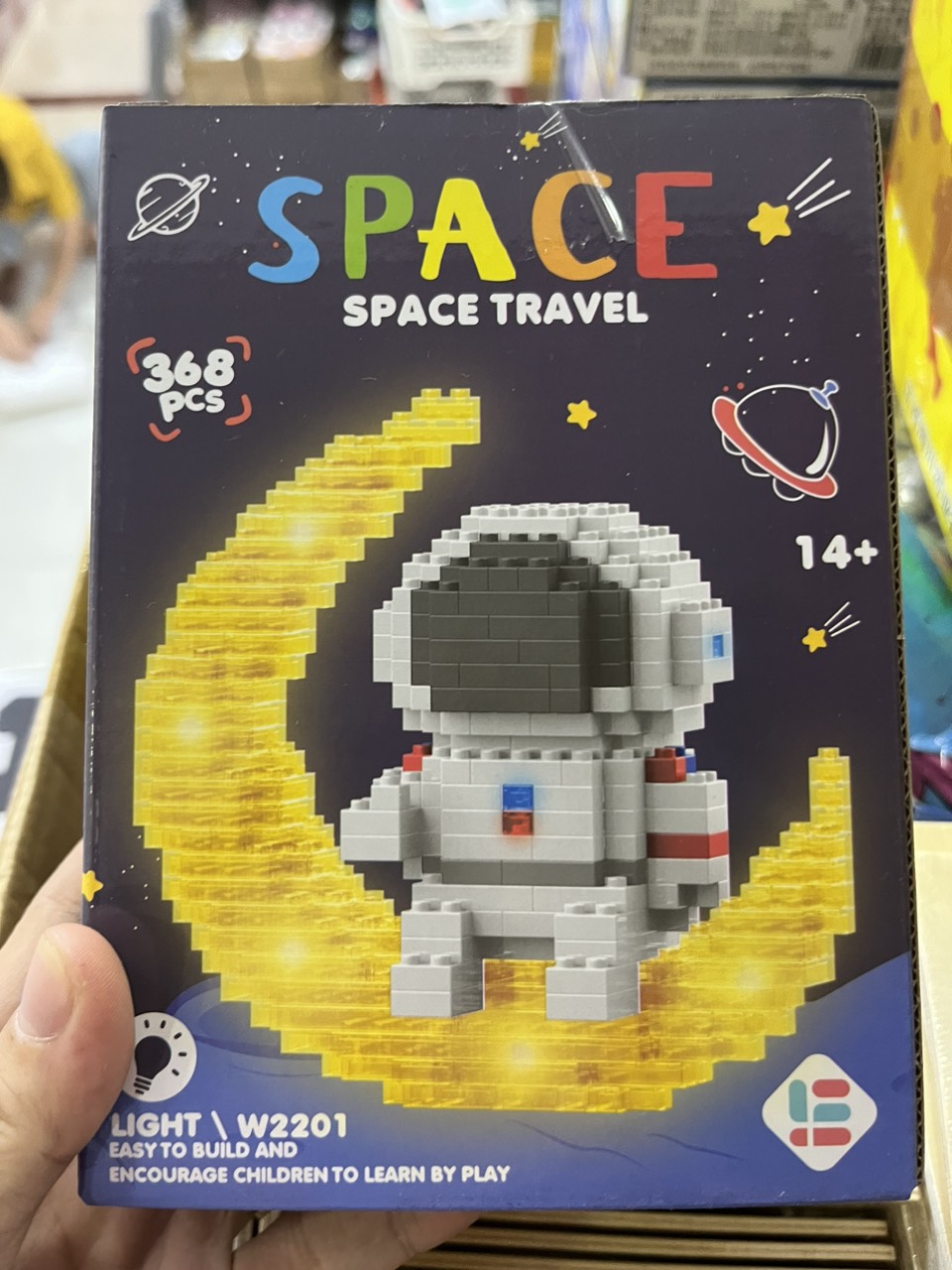 Bộ đồ chơi lego lắp ráp mô hình phi hành gia mặt trăng 3d có đèn led phát sáng