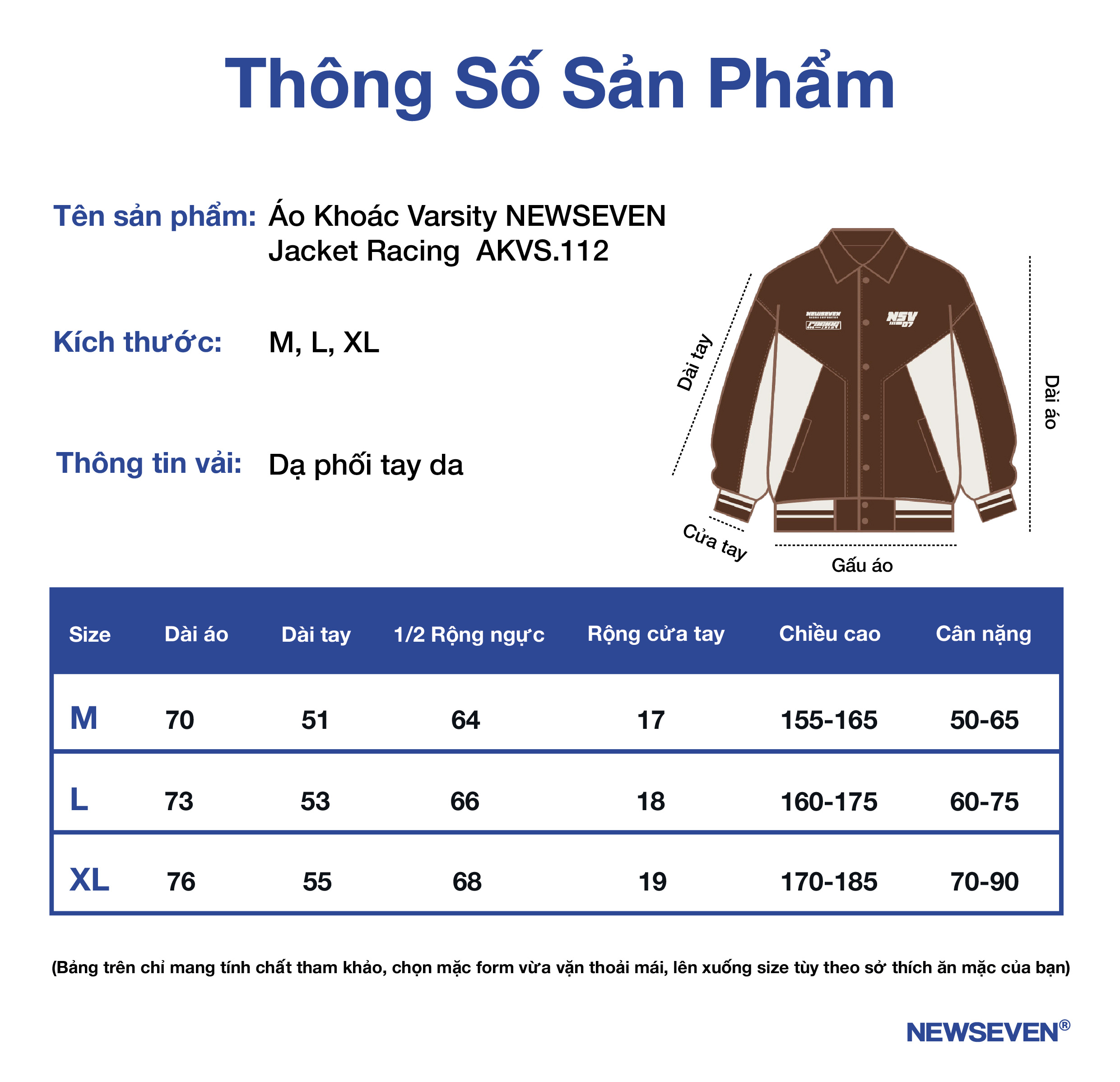 Áo Khoác Varsity NEWSEVEN Jacket Racing AKVS.112