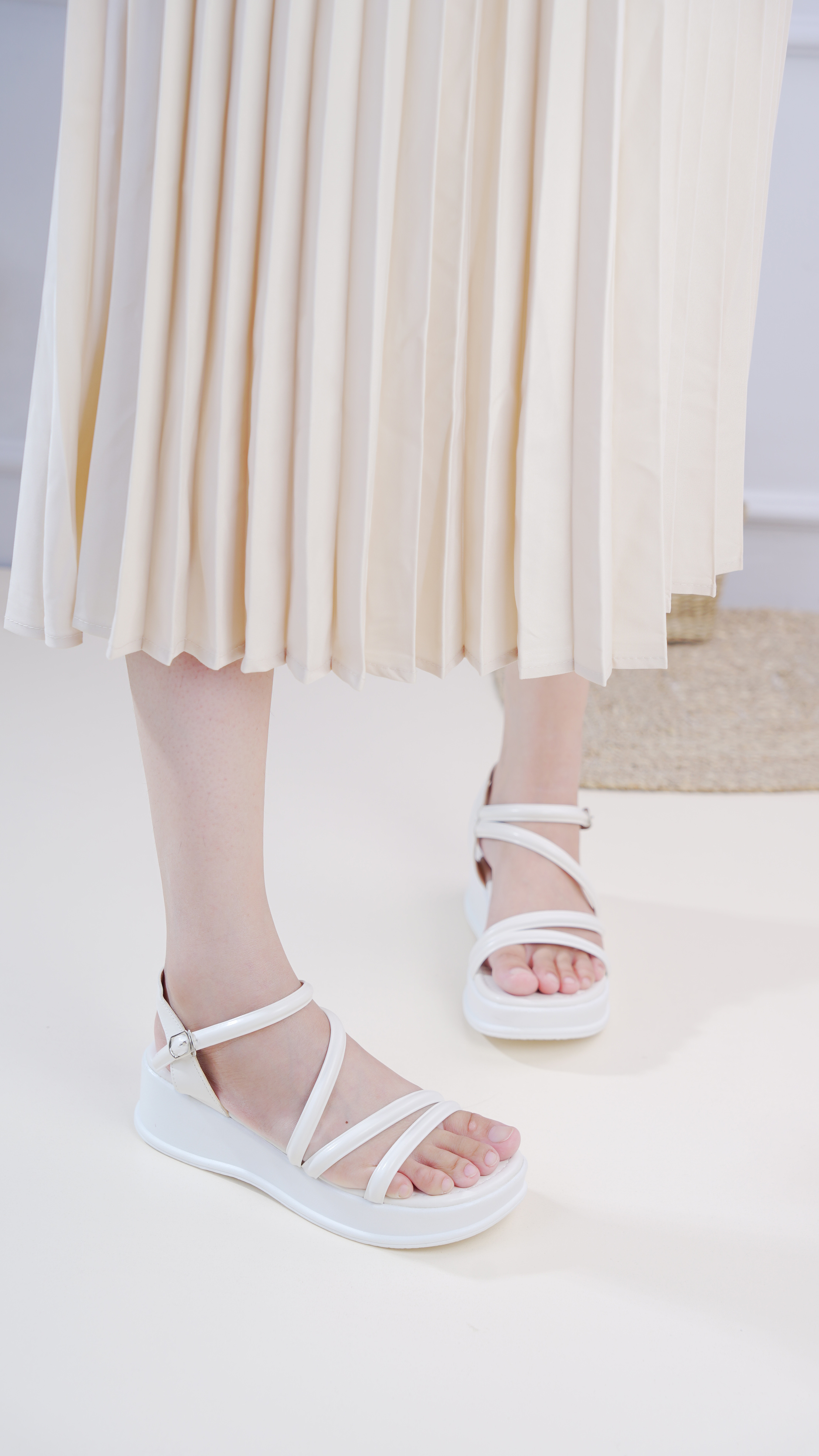 Pixie H307 5cm Wedge Sandals with Thin Straps