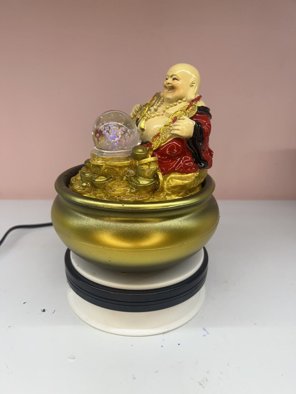 Golden Maitreya Buddha Feng Shui Waterfall