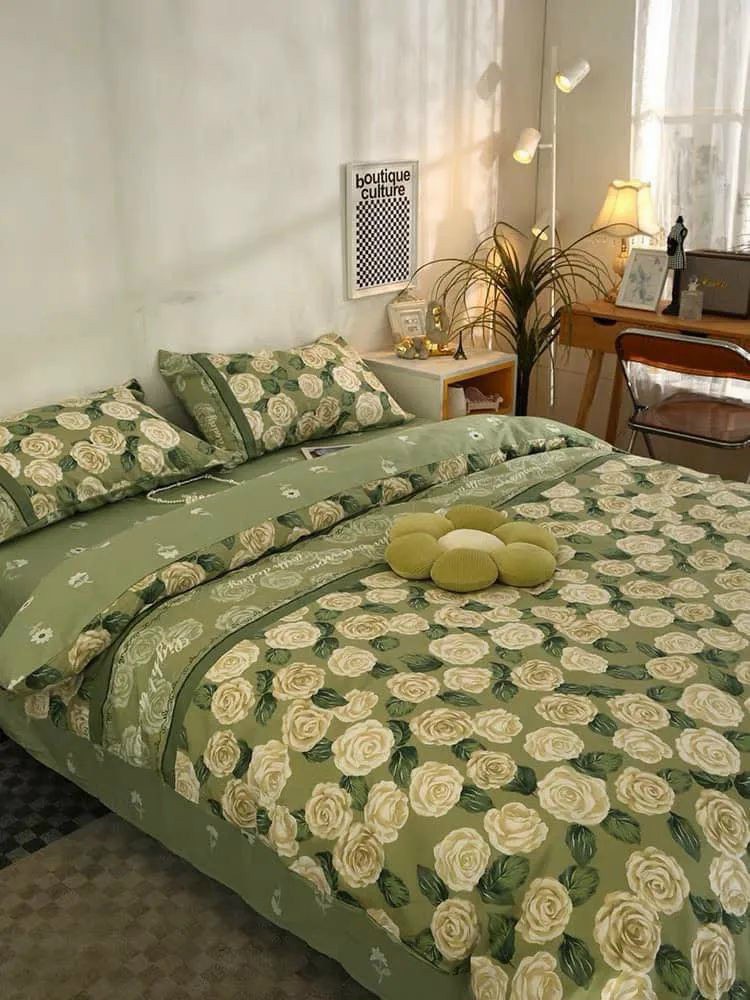 Bộ Chăn Ga Gối Hè Thu 5 Món, Chất cotton poly ( Gồm 1 Chăn Hè, 1 ga bo chun,2 vỏ gối nằm và 1 vỏ gối ôm)