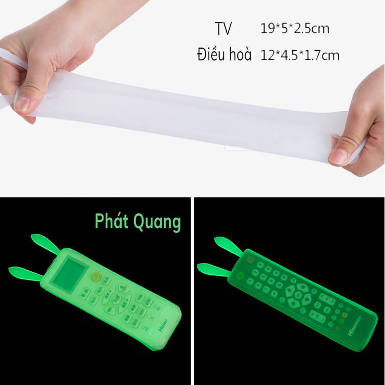 Rabbit Ear Remote Control Cover Silicone Transparent TV Noctilucent Cute Remote Control Case Air Condition Dustproof Storage Protector Reflective