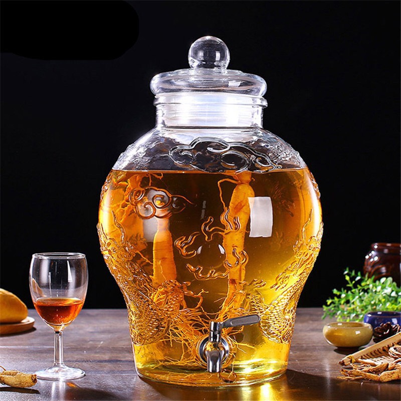 Bình Thủy Tinh 6 Lít Ngâm Sâm Chum Rồng( Có Van)