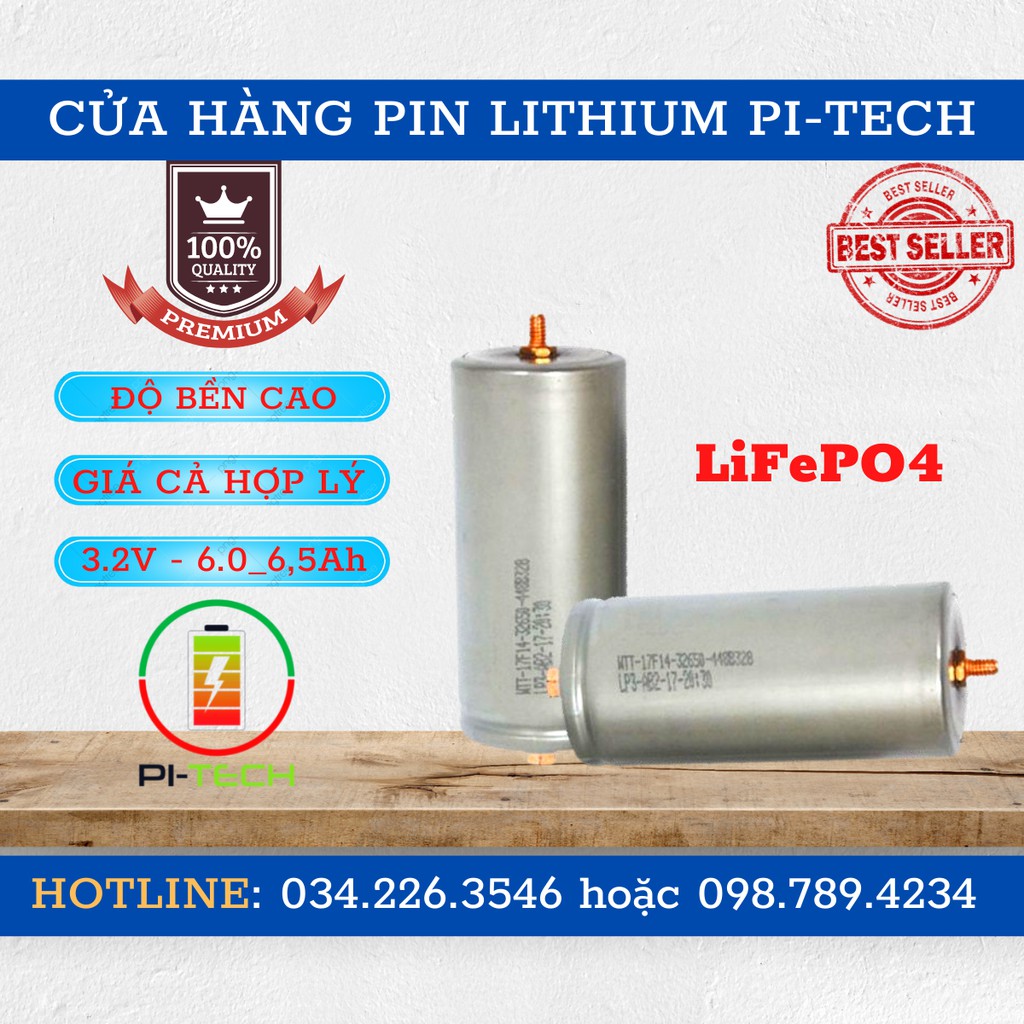 Pin Lithium Sắt 32700 6.0-6.8Ah 3.2v 3C max 10C