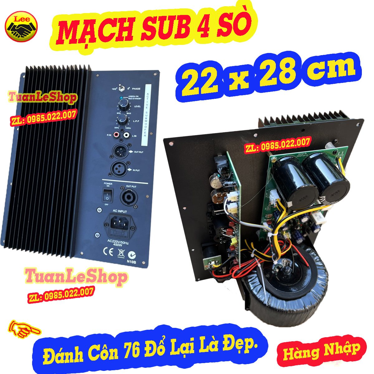Mạch sub bass 40, bass 30 côn 76, mạch siêu trầm 4 sò kích thước 22x28cm- kéo sub bass 40, bass 30 côn 76 đổ lại