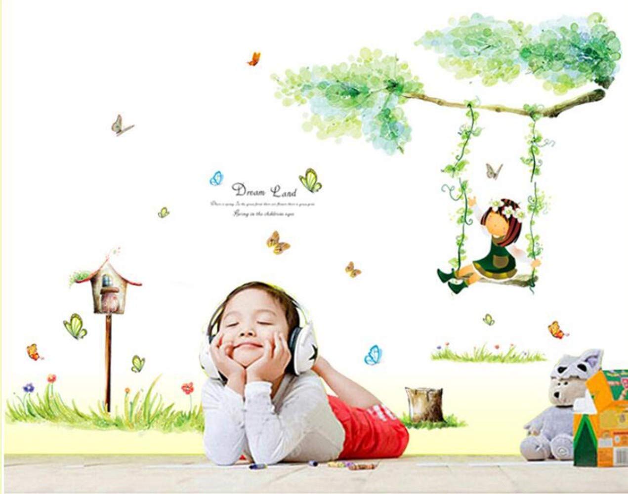 DECAL DÁN TƯỜNG CÔ BÉ XÍCH ĐU