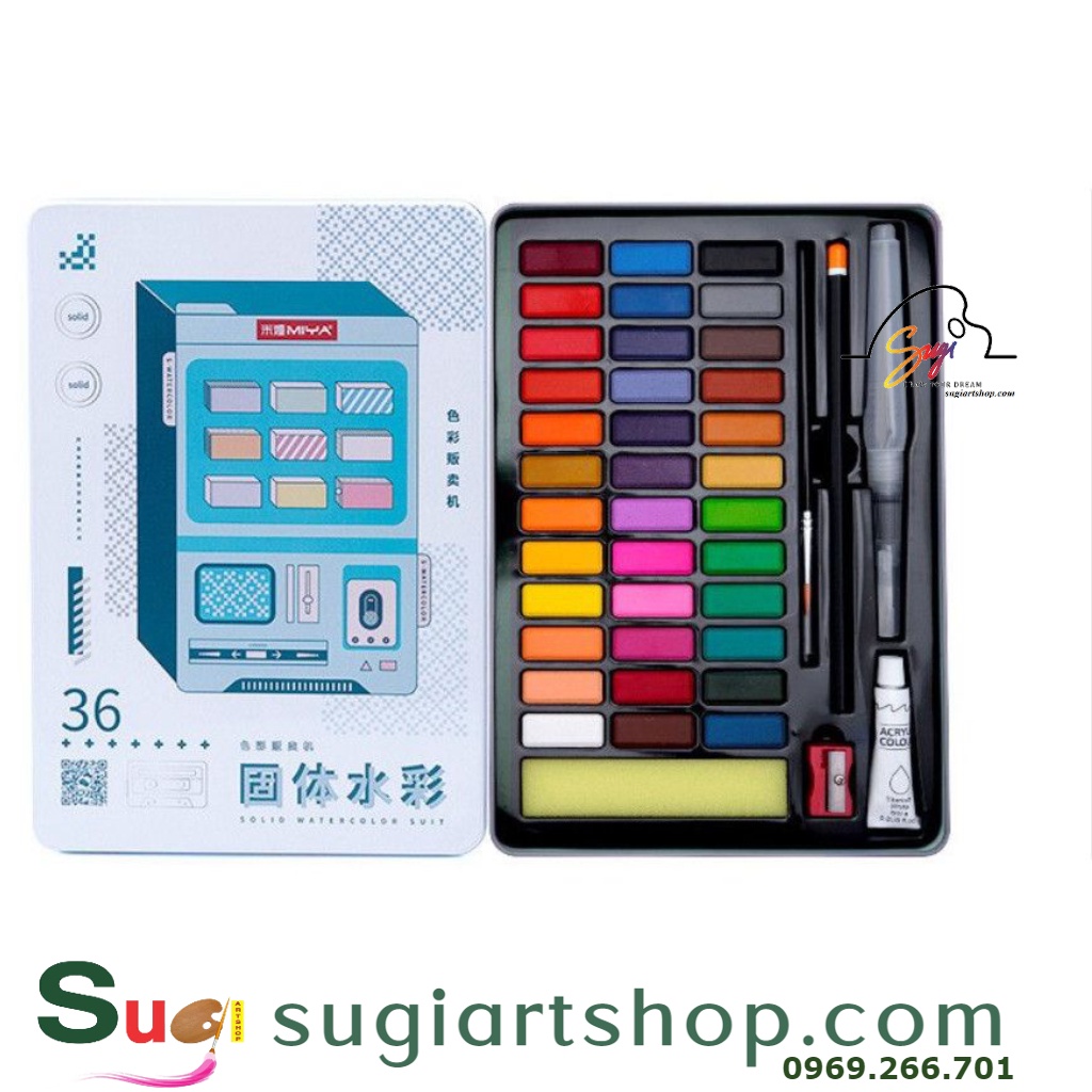 Màu nước himi dạng nén 36 màu bộ 36/48 - watercolor kit himi