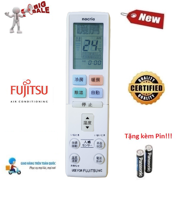 Remote Điều khiển điều hòa Fujitsu hàng nội địa, nhật bãi- Hàng loại tốt mới 100% Tặng kèm Pin