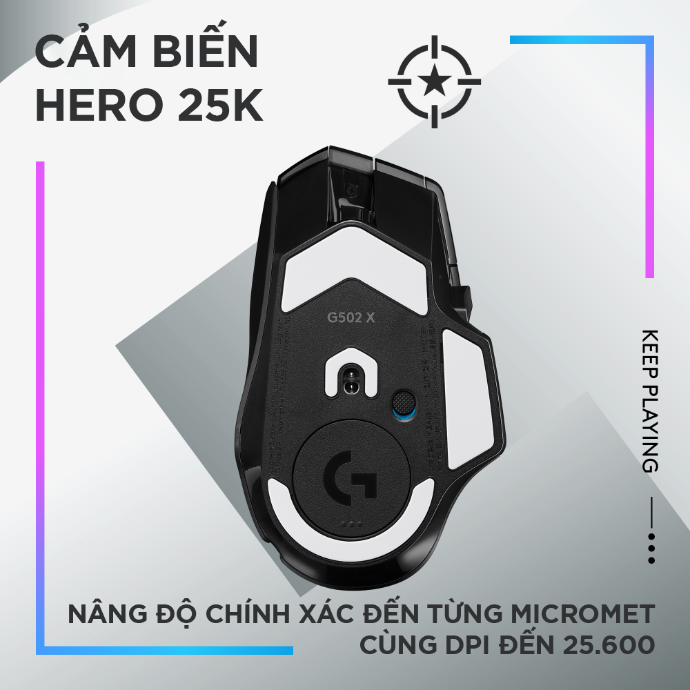 Chuột game không dây Logitech G502 X PLUS LIGHTSPEED – switch LIGHTFORCE Hybrid, RGB Lightsync, Cảm biến Hero 25K, Windows/Mac OS - Hàng Chính Hãng