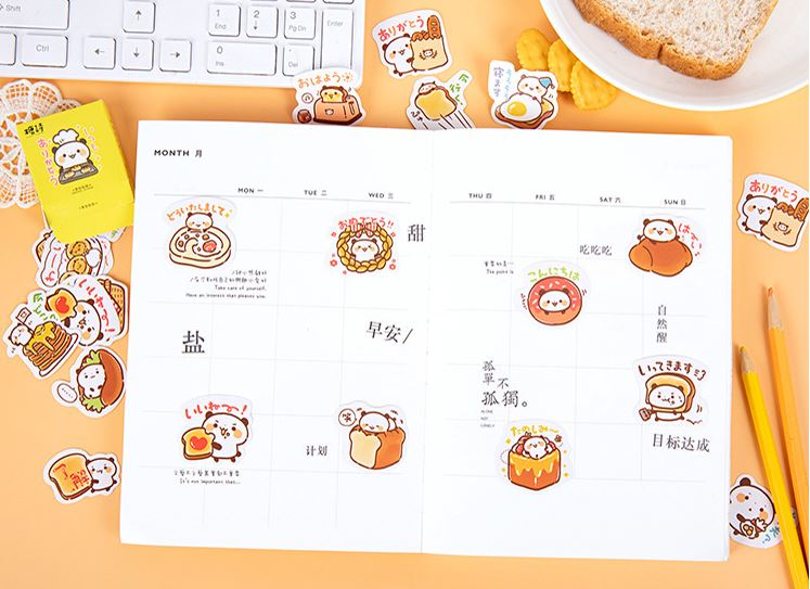 Bộ 46 Sticker Đầu Bếp Gấu E104