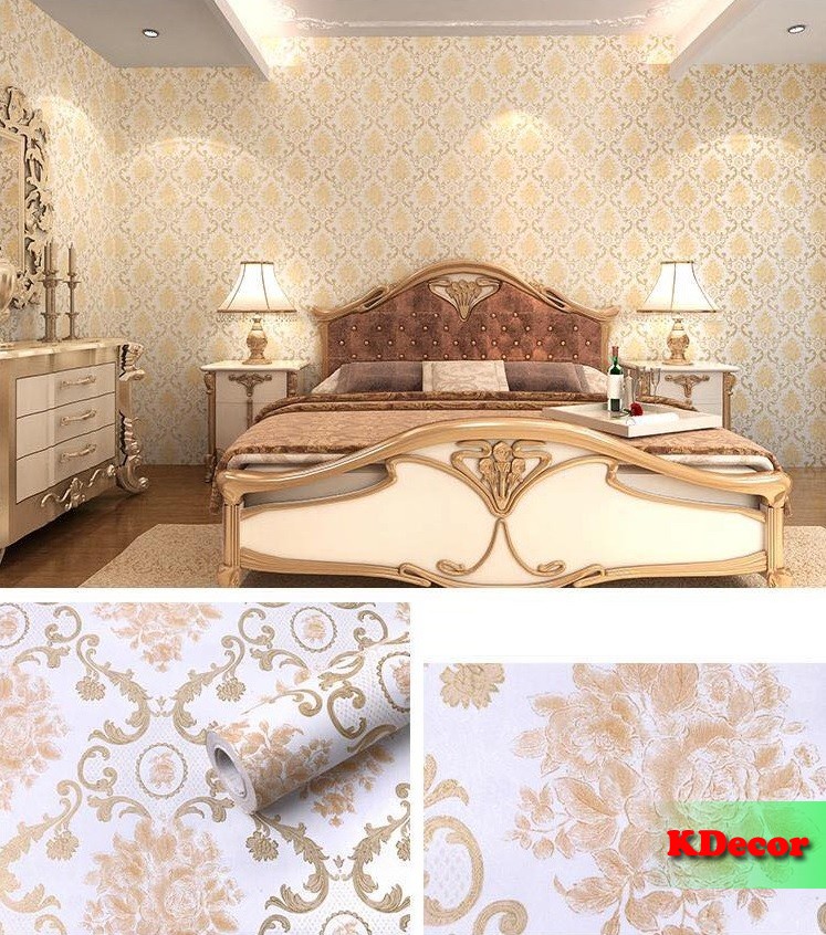 10m Giấy dán tường Hoa văn hoàng gia có sẵn keo khổ 45cm