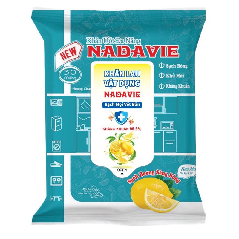 Khăn ướt đa năng Nadavie gói 30 tờ (lau bếp, lau bàn thờ, lau vật dụng)
