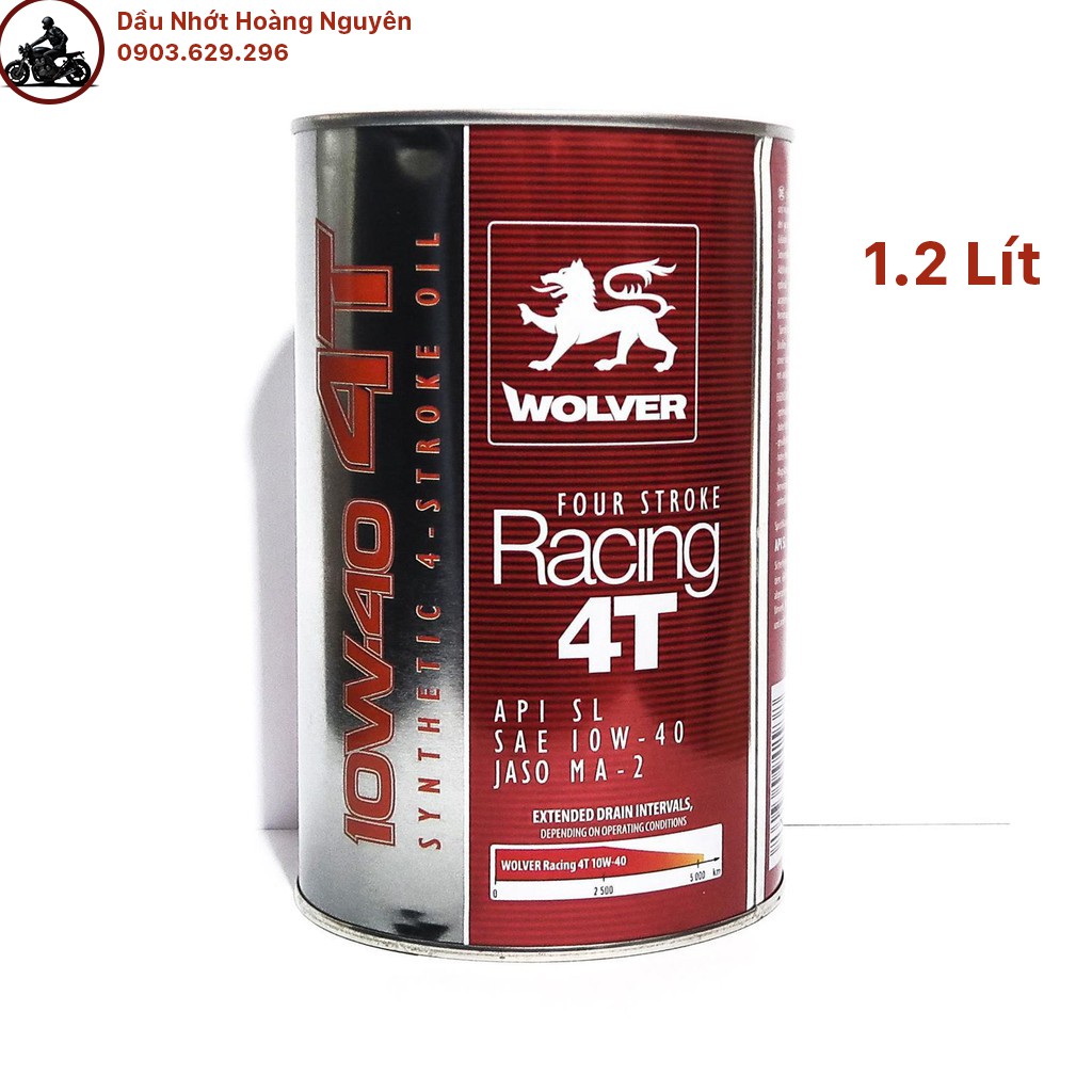 Dầu nhớt 1.2 lít WOLVER RACING 4T 10W40 Nhập Khẩu Sản Xuất Đức SL MA2 (lon nguyên 1L + chiết lẻ)