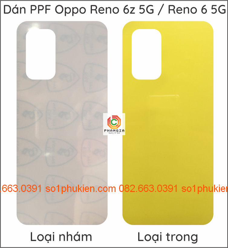Dán PPF oppo reno 6 5G, reno 6z 5G (reno6 reno6z) 2021 loại trong, nhám cho màn hình, lưng, full body lưng viền máy