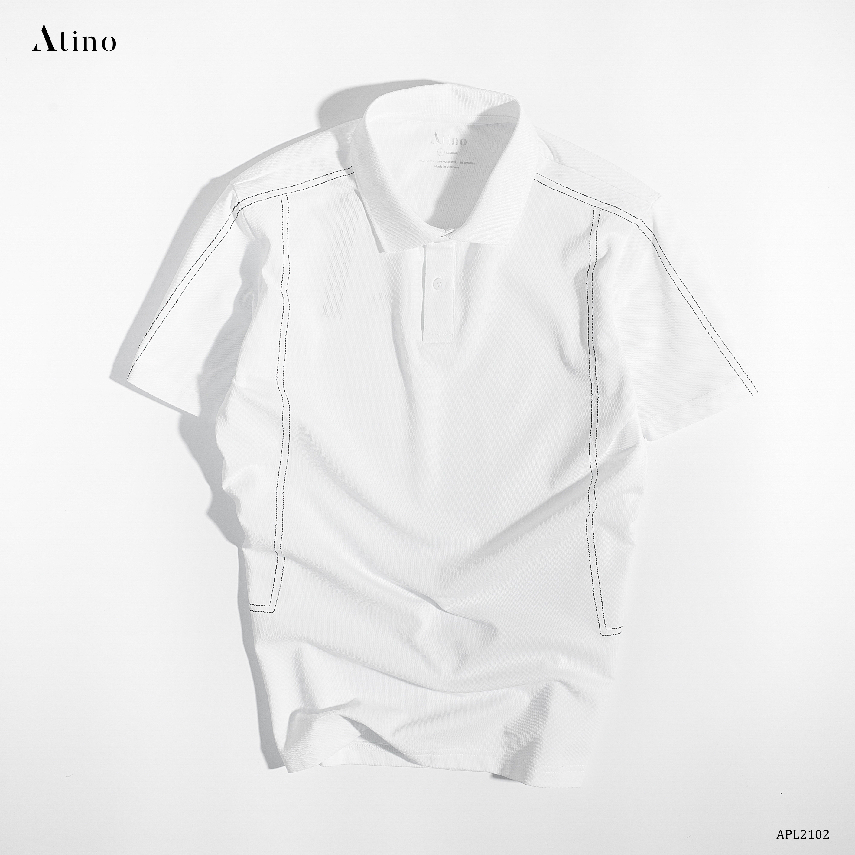 Áo Polo Nam LINE ATINO tinh tế thanh lịch vải cá sấu Cotton cao cấp thoáng mát chuẩn form - Áo thun nam có cổ APL2102