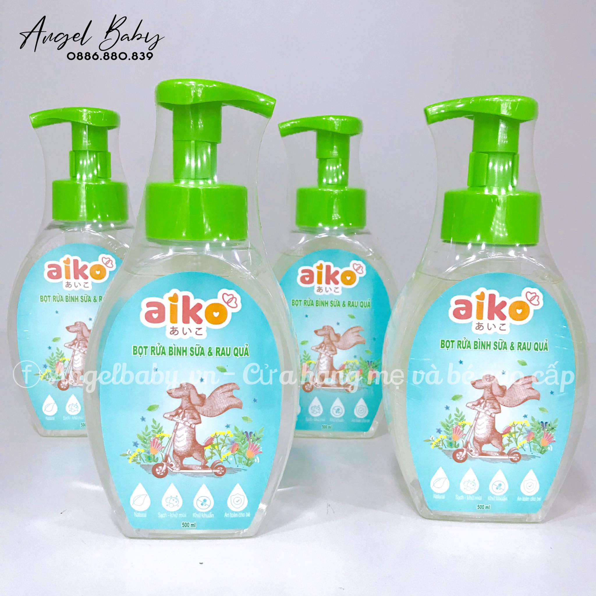 Nước rửa bình sữa và trai cây Aiko chai 500ml