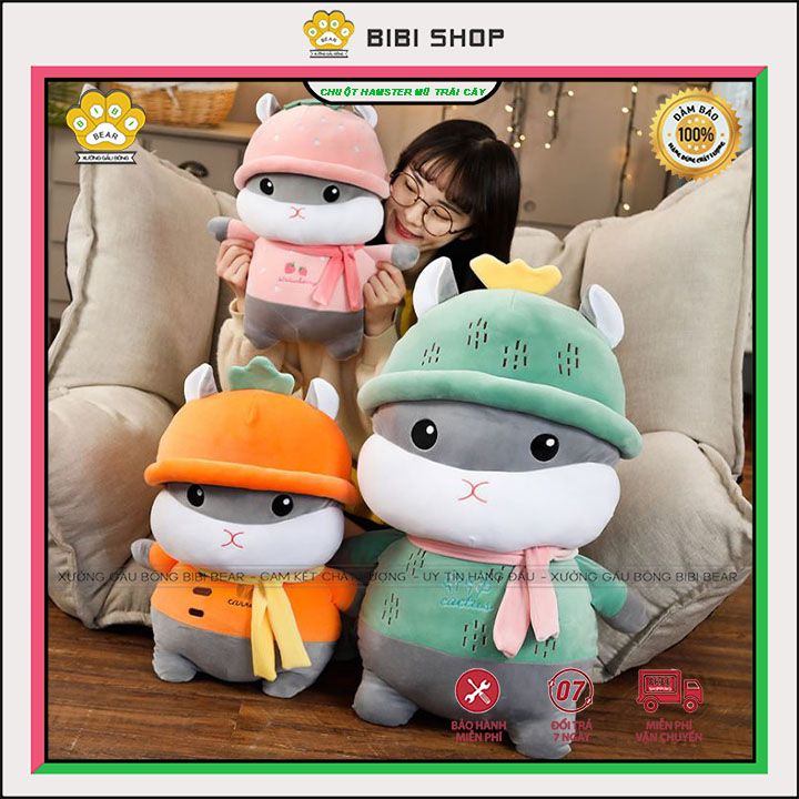 Gấu bông chuột hamster đội mũ trái cây