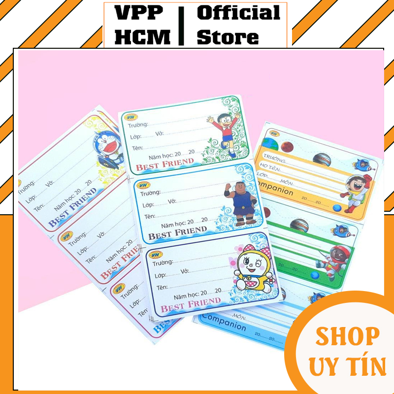 Túi 12 nhãn vở vh có decal tự dính, nhãn vở vh-vn0002,3