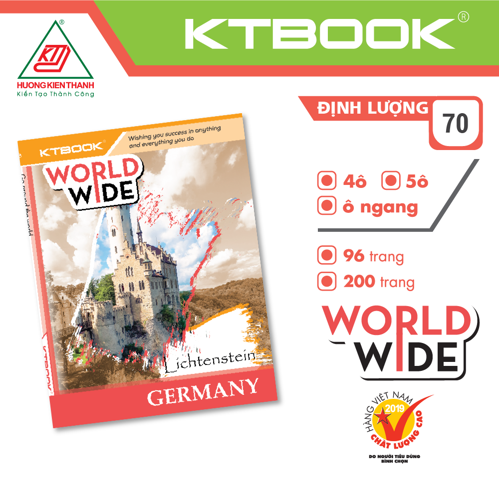 Gói 5 cuốn Tập Học Sinh Cao Cấp Giá rẻ Worldwide Giấy Trắng ĐL 70 gsm - 200 trang
