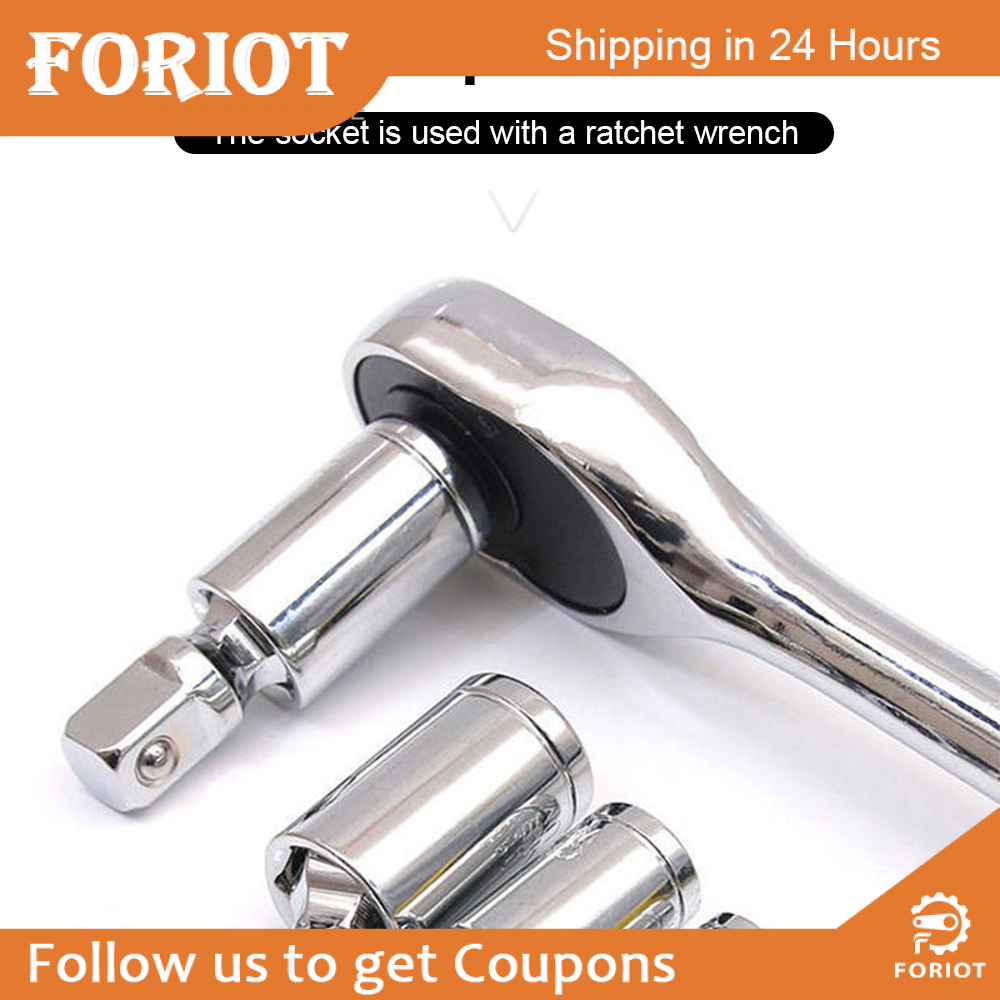 Foriot 1/4" 3/8" 1/2" Universal Joint Set 360 Deg Rotary Head Ratchet Angle Extension Bar Socket Adapter Bendable Adapter Socket Tools