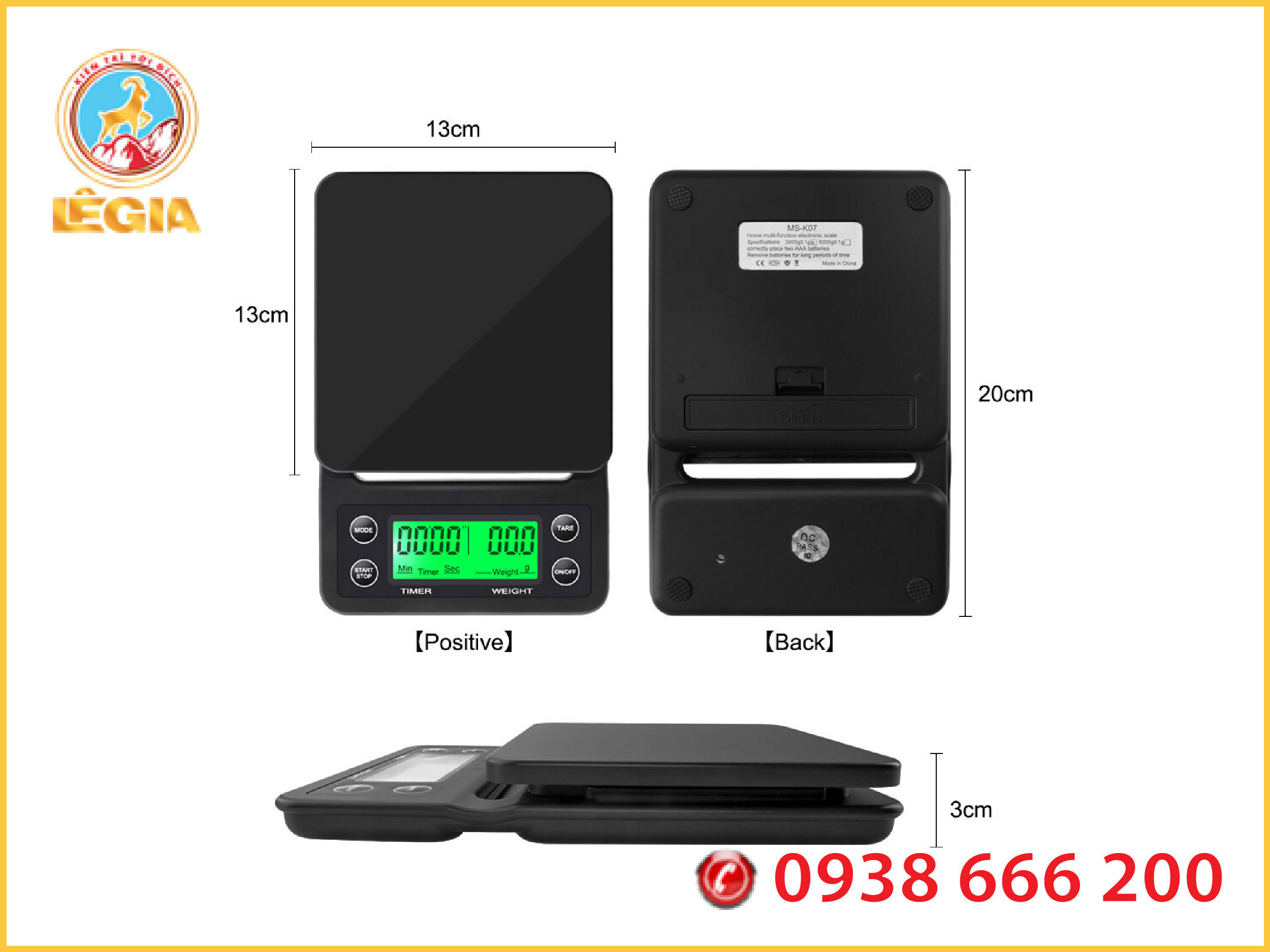 Cân Điện Tử Trừ Bì TIMER SCALE MS-K07 5KG/0.1G
