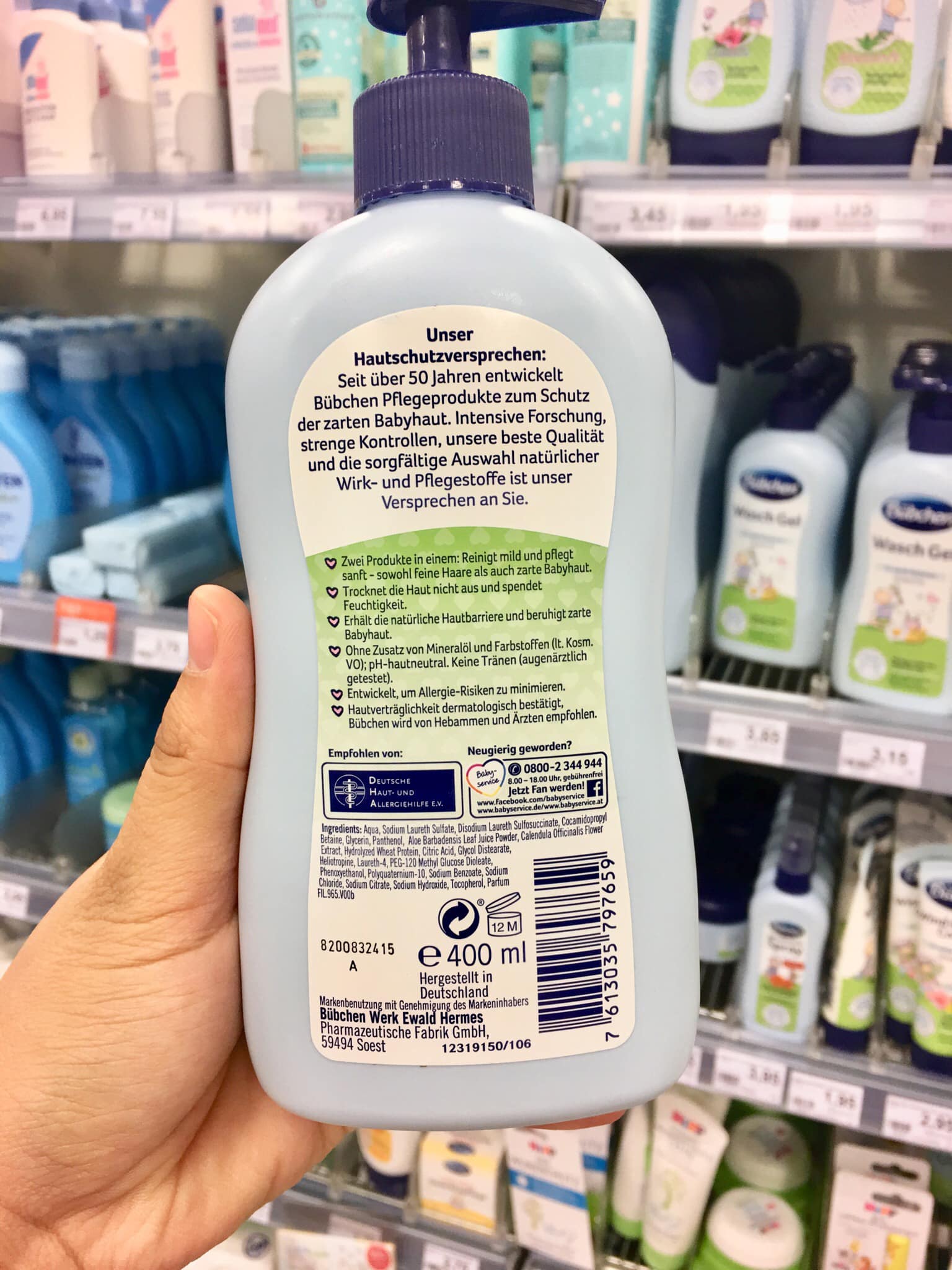 Sữa tắm gội 2in1 Bubchen cho bé da nhạy cảm Đức