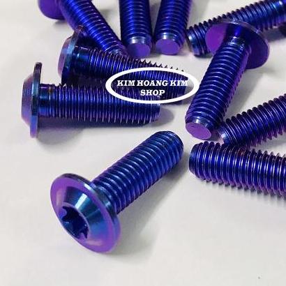 10 con Ốc Titan GR5 Đầu Dù 6li 2 Xanh Tím (Titan 100% )