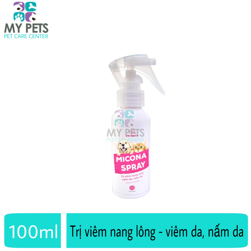 Micona Spray - Trị viêm nang lông, viêm da, nấm da cho chó, mèo, dùng được cho cả chó con và mèo con(VMD) - Chai 100ml
