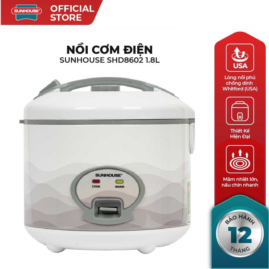 Nồi cơm điện 1.8l sunhouse shd8602