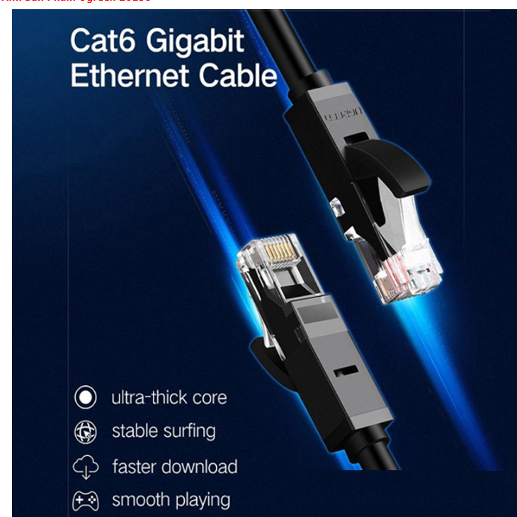 Cáp mạng đúc sẵn 2 đầu Cat6 UTP dài 0,5m Ugreen 20158 (Gigabit-Black) Chính Hãng