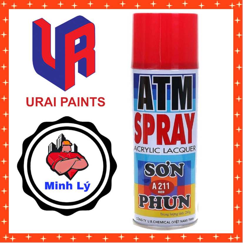 [Hcm]High Quality Red Spray Paint A211 Atm Spray (400Ml/Bottle)