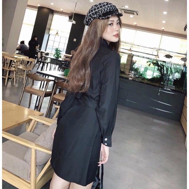 Đầm túi hộp đắp tà 2 màu