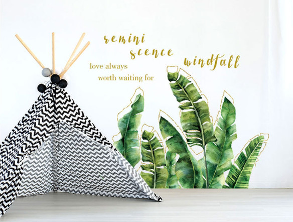 Decal wall decor-dust banana leaf green
