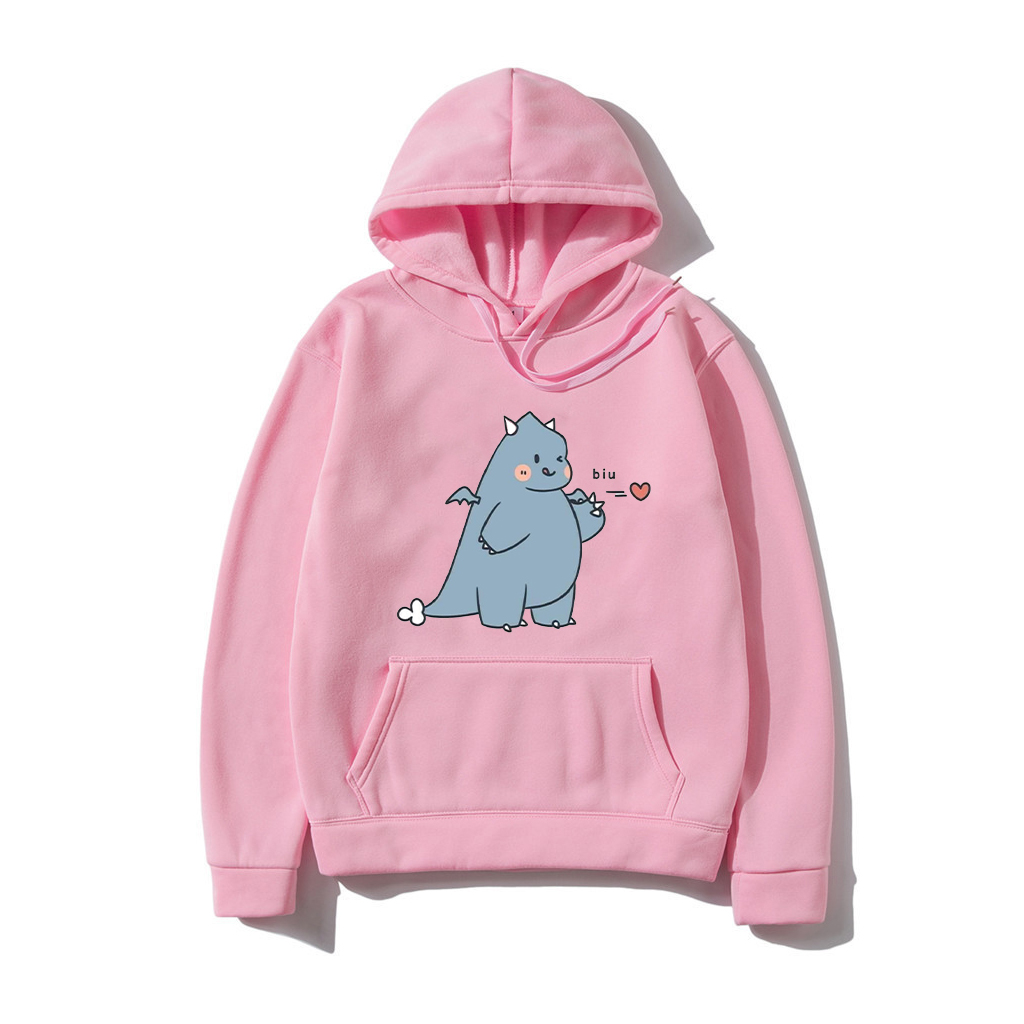 ÁO KHOÁC HOODIE IN HÌNH KHỦNG LONG BẮN TIM SIÊU DỄ THƯƠNG - ÁO HOODIE NAM NỮ DÁNG RỘNG CHẤT NỈ BÔNG 30KG 57KG