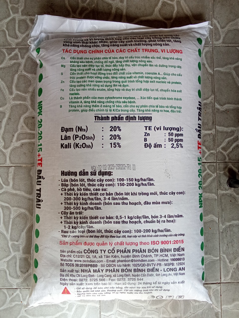 Phân bón ĐẦU TRÂU NPK 20-20-15+TE (bán lẻ 1 kg)