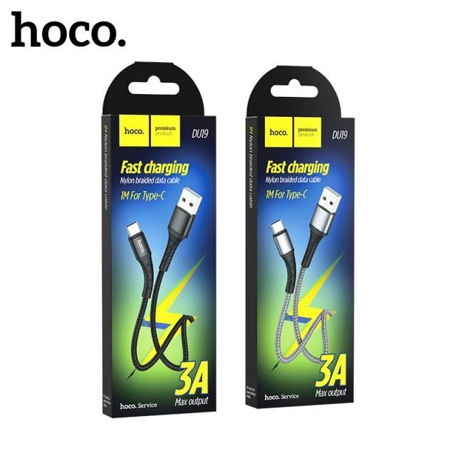 Cáp sạc 3A Hoco DU19 Type-C dây dù siêu bền chống rối cho Android dài 1M