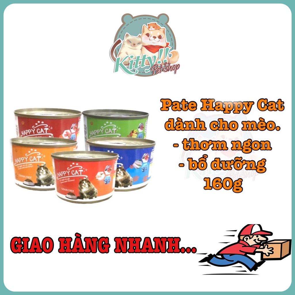 160g - pate happy cat nhiều vị dành cho mèo, thức ăn ướt dành cho mèo, thức ăn pate cho mèo thơm ngon, pate cá ngừ, pate gà....kitty pet shop bmt