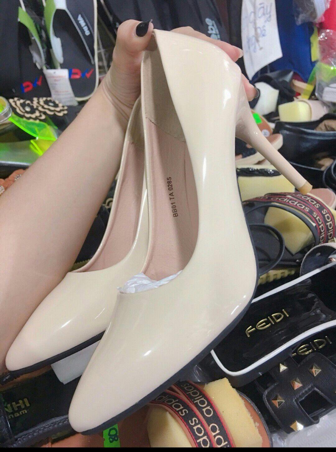 [ảnh chụp thật ] giày cao gót 9P kem bóng