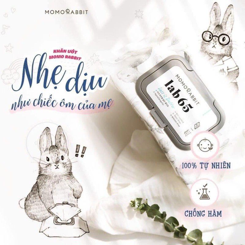 Khăn ướt cao cấp MOMO RABIT Hàn Quốc 72 tờ