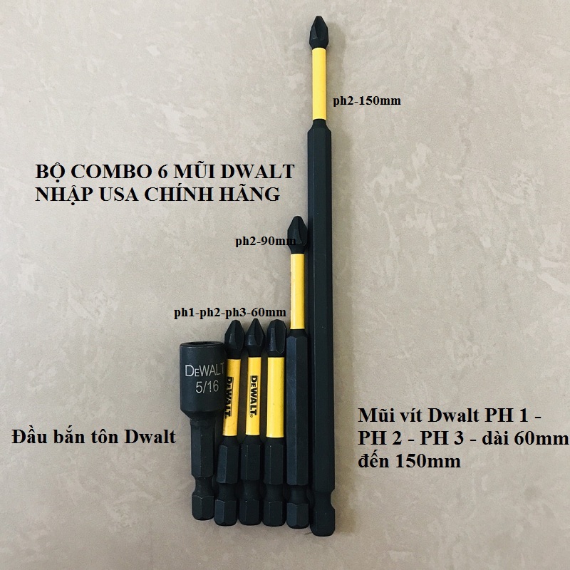 Combo 6 Món Mũi Vít DeWalt Có Từ