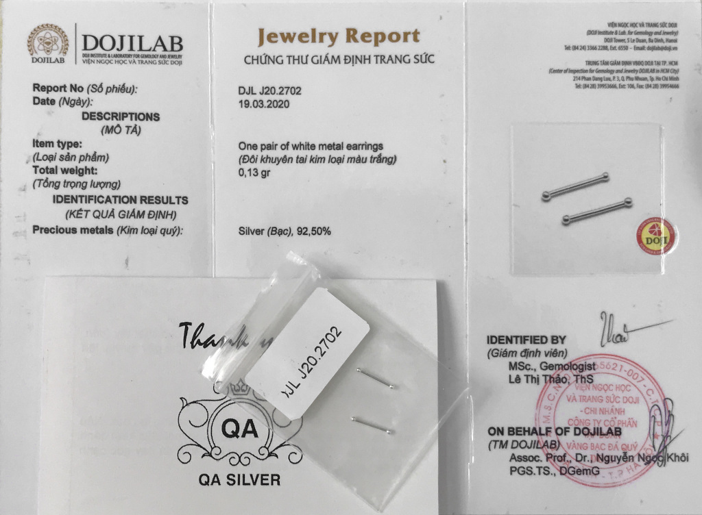 Bông tai bạc 925 giữ lỗ nam nữ hai đầu bi khuyên tròn unisex S925 BASIC QA SILVER Earrings EA190702