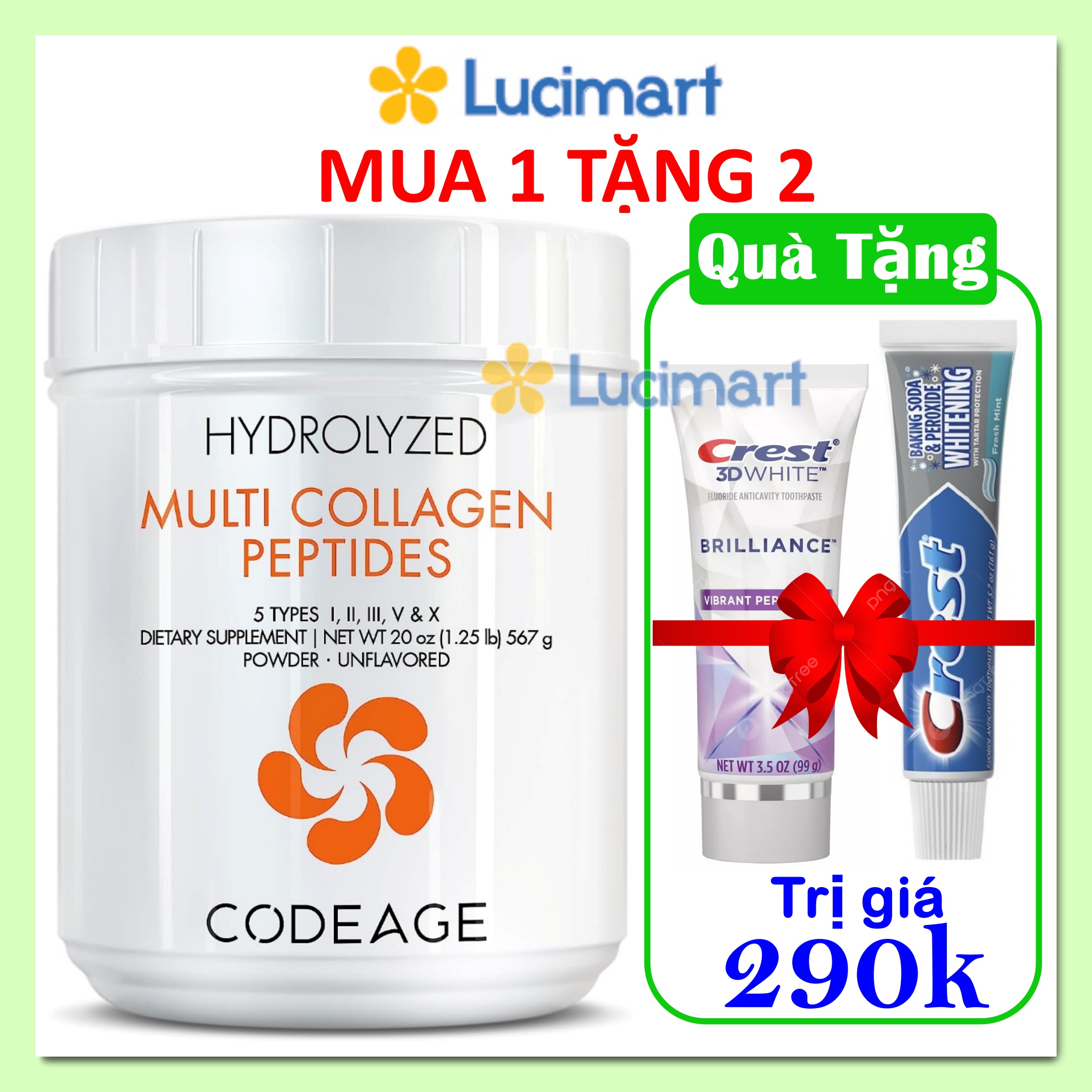 Bột Collagen Codeage Thủy Phân Trẻ Hóa Toàn Diện Codeage Multi Collagen 567g [Hàng Công Ty]