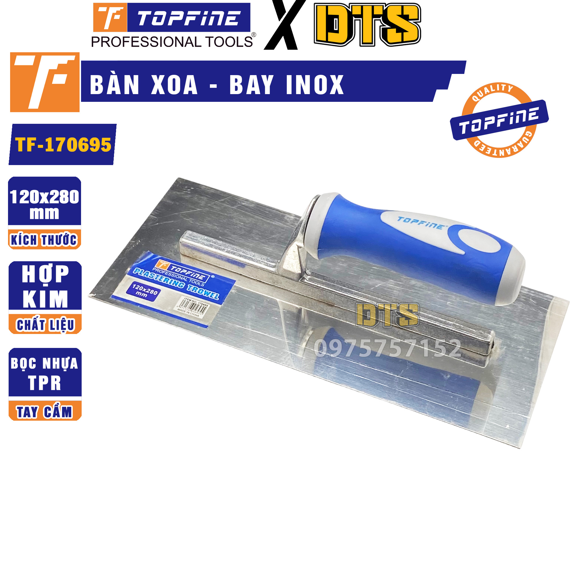 Bàn xoa INOX chữ nhật TOP FINE | Bay bả phẳng thi công sơn, thạch cao, epoxy, bay trét sơn đa năng, bay thợ hồ, bay trà xây dựng