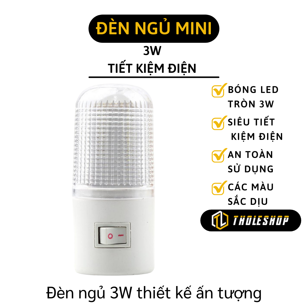 Đèn ngủ bóng tròn - Đèn ngủ 3W tròn tiết kiệm điện, ánh sáng dịu nhẹ và an toàn khi sử dụng