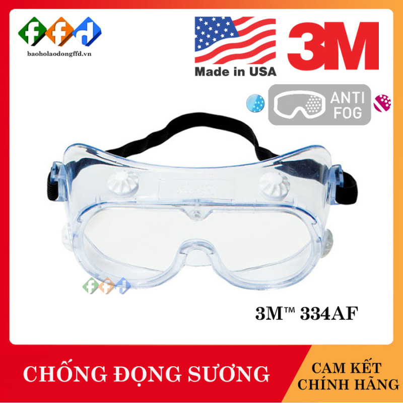 Giá bán Kính bảo hộ chống hóa chất 3M 334AF Mắt kính chống đọng sương, chống tia UV, bảo vệ mắt, đeo được kính cận viễn [FFD]